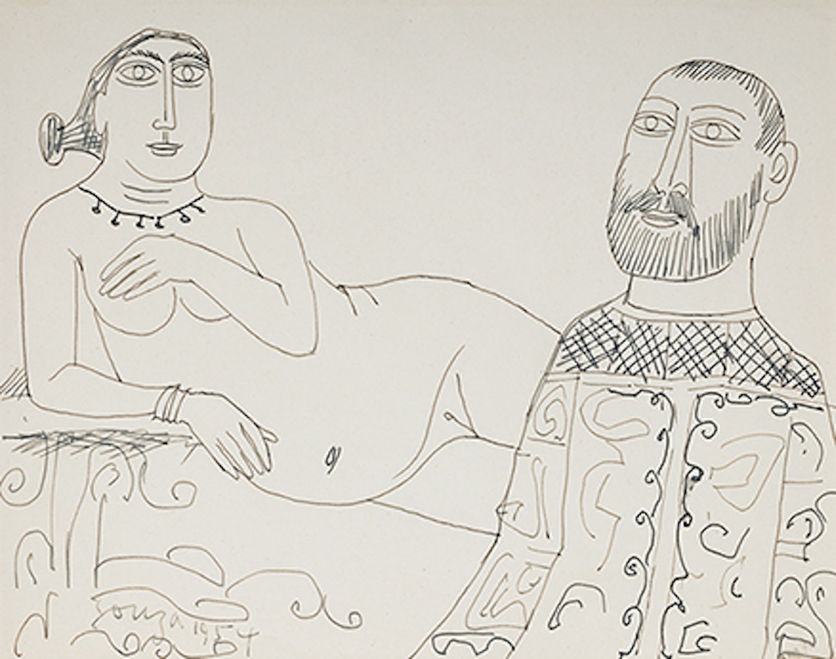 Untitled (Reclining Nude with Priest) by Francis Newton Souza