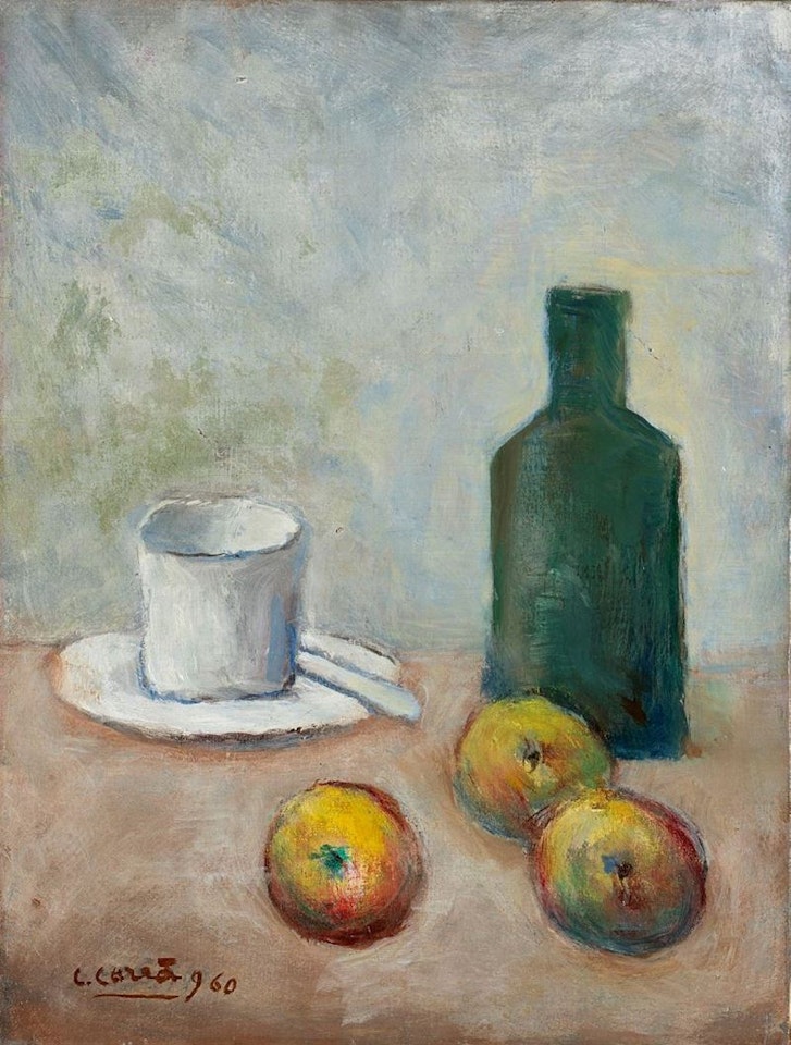 Natura morta con tazza e bottiglia by Carlo Carra
