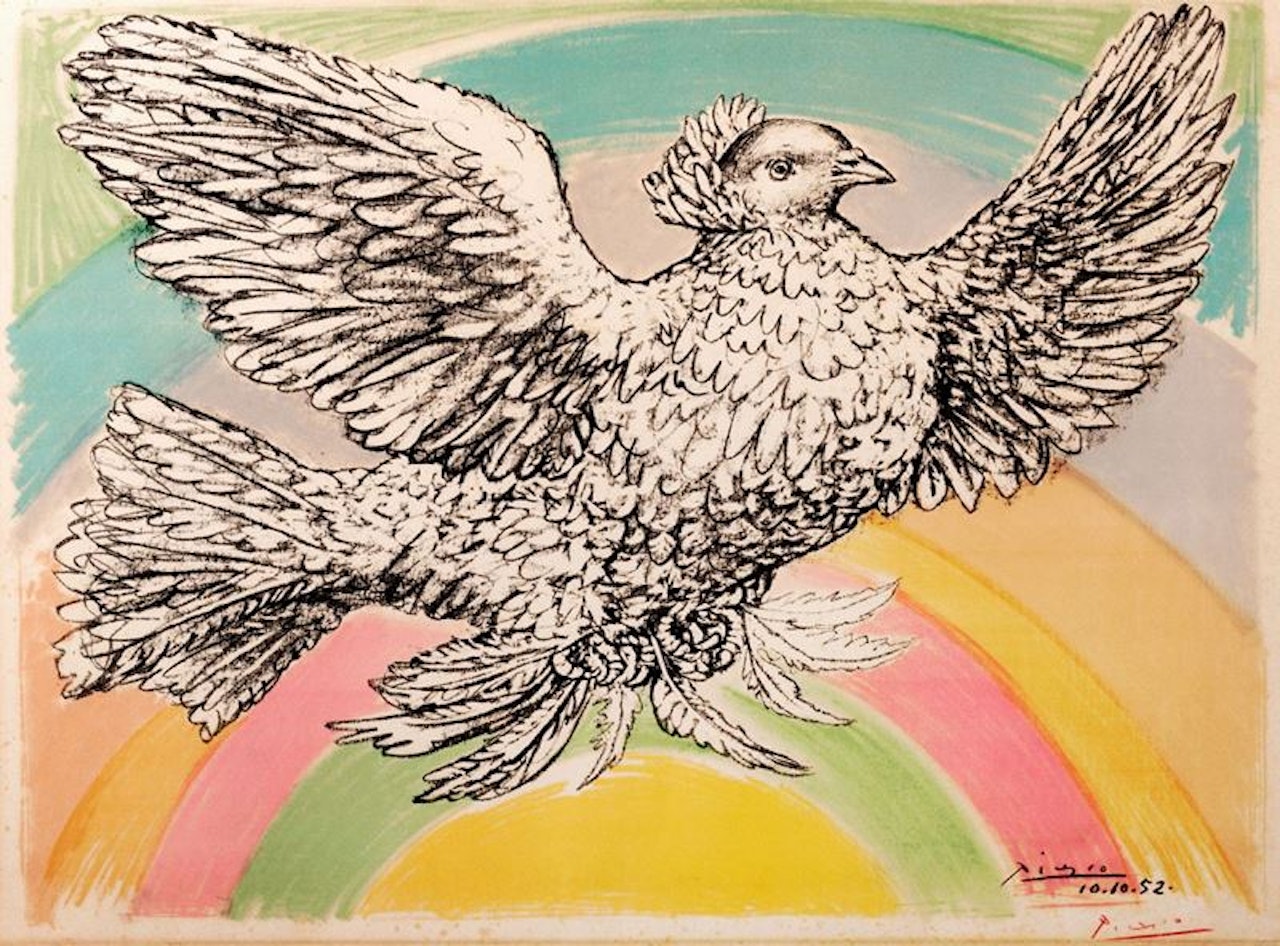 Colombe volant (à l"arc-en-ciel) by Pablo Picasso