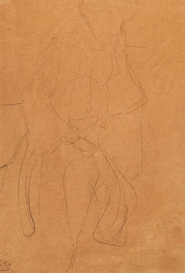 Seated figure leaning to the right, study for the portrait painting of Hermine Gallia by Gustav Klimt