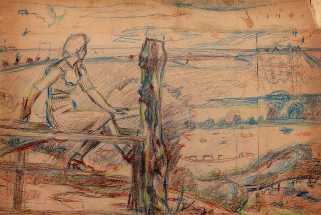 Contemplation - portrait of Elica - the silence of the countryside by Giacomo Balla
