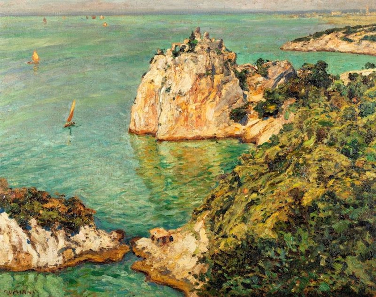 Trieste, view of the Duino Castle by Ugo Flumiani