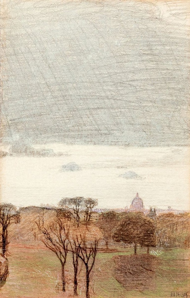 Villa Borghese from the balcony with the Dome by Giacomo Balla