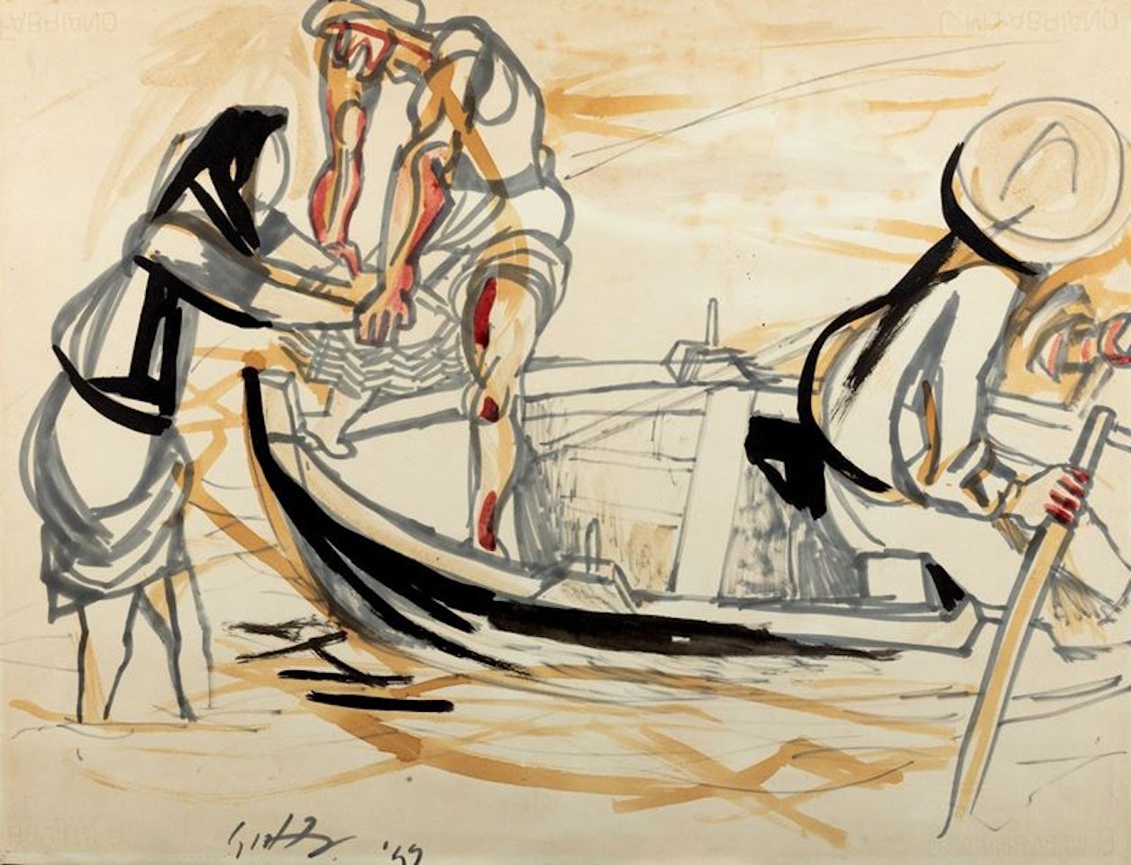 Figures in the boat by Renato Guttuso