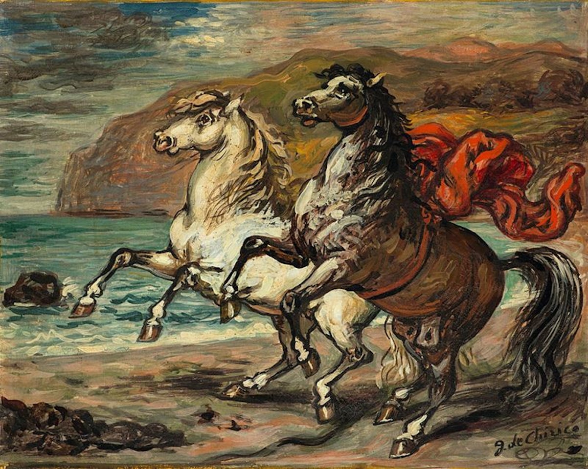 Horses by a gulf by Giorgio de Chirico
