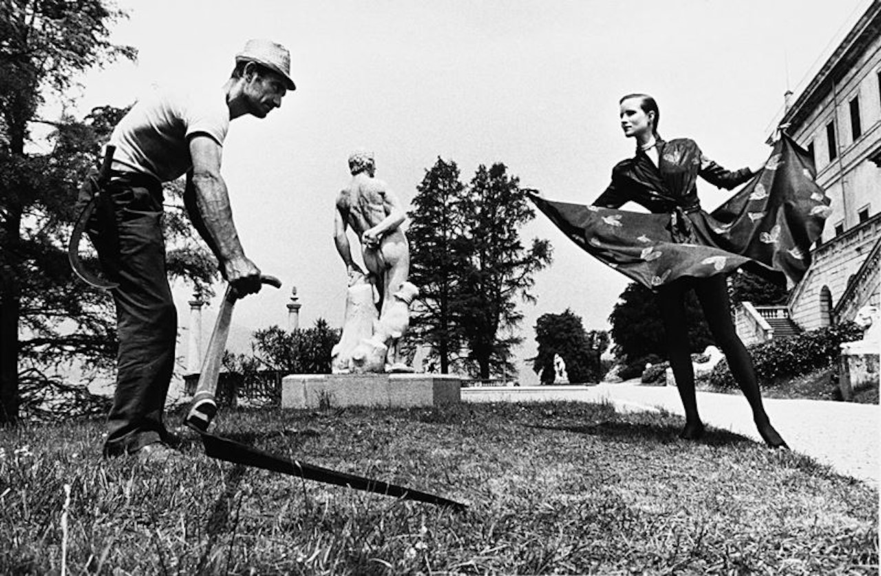 Gardener and fashion model at the Como Lake by Helmut Newton