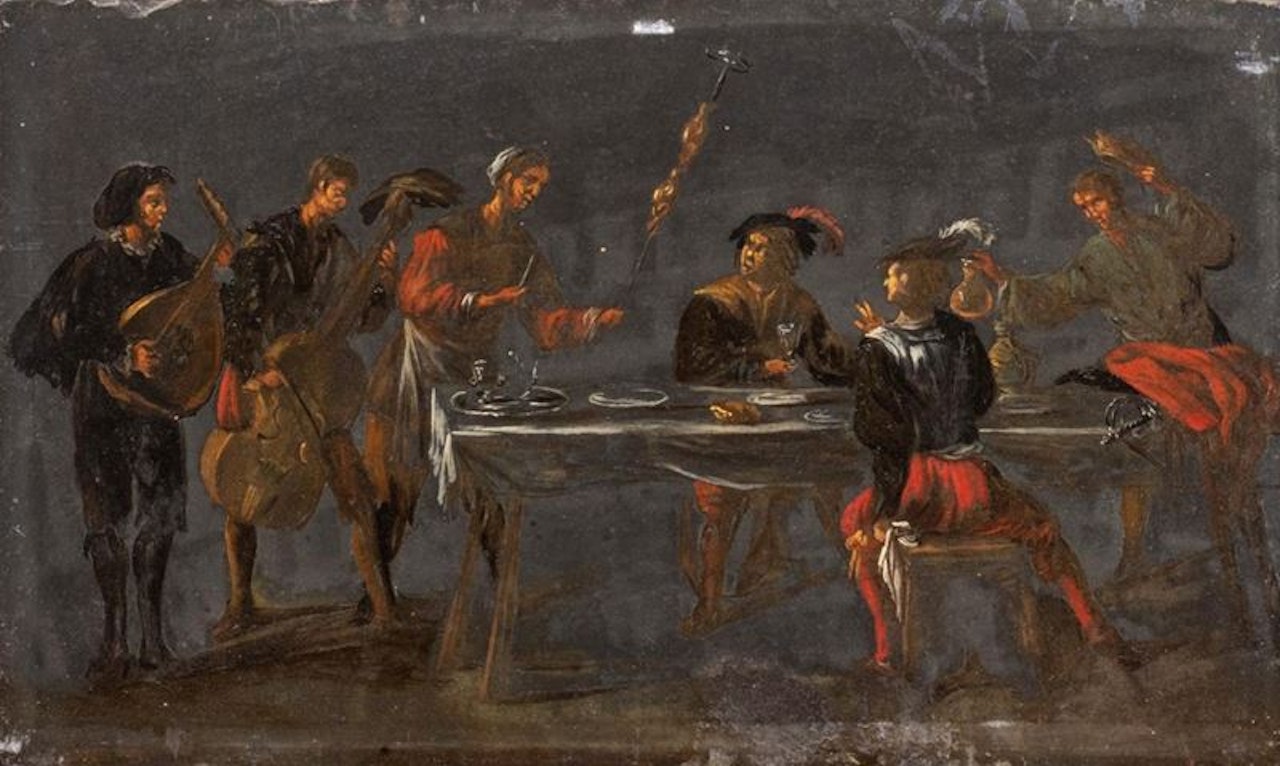 Figures in a tavern by Flemish School