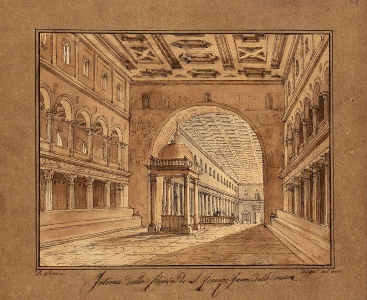 Interior of the Church of San Lorenzo Fuori le Mura by Roman School