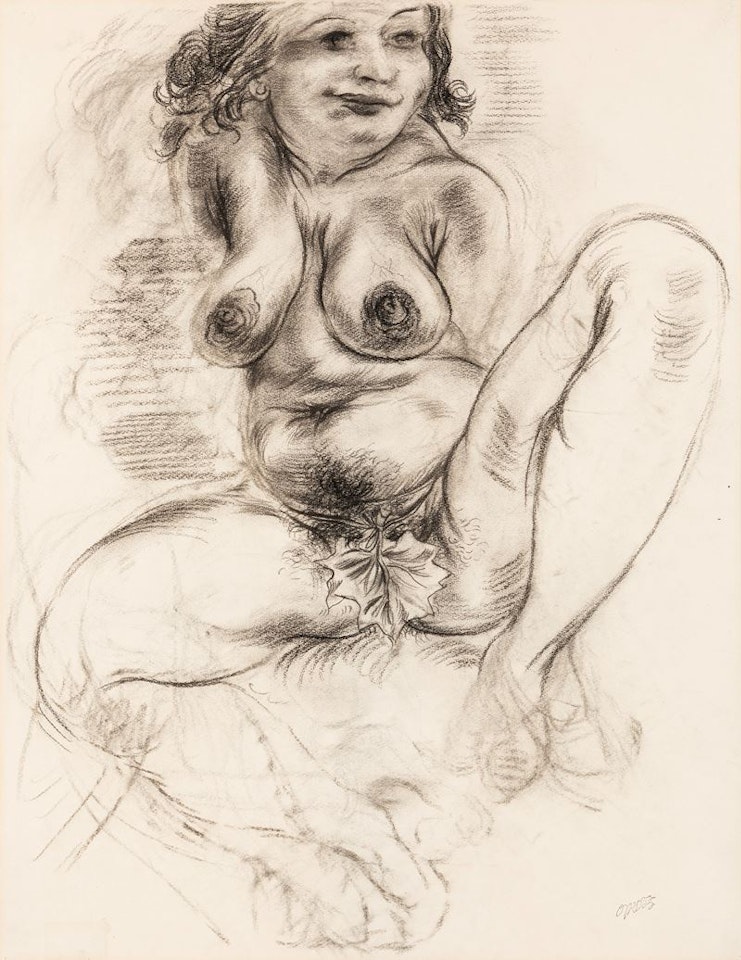 Sitting Female Nude Eva by George Grosz