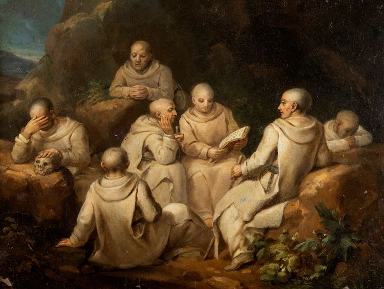 Camaldolese monks praying in a landscape by Italian School
