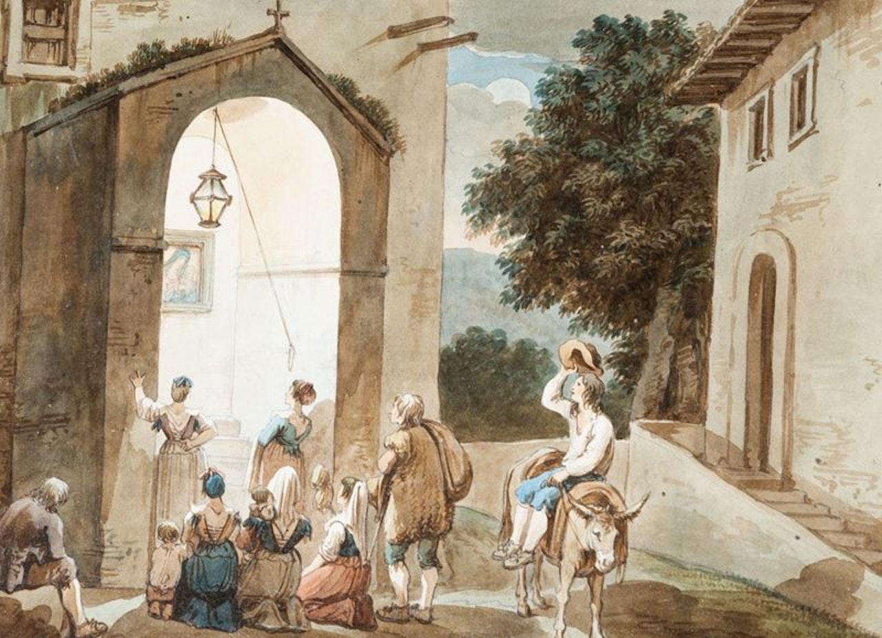 "Chapel of nocturnal prayers in Tivoli" by Bartolomeo Pinelli