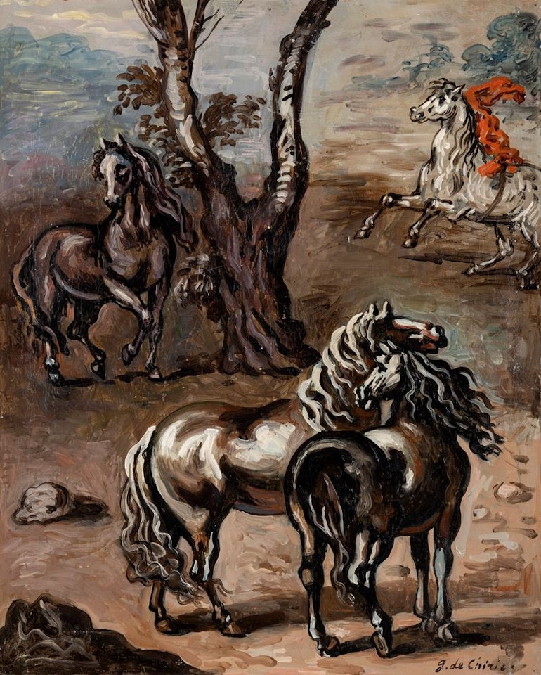 Cavalli nel giardino dell"Eden, late 50"s by Giorgio de Chirico