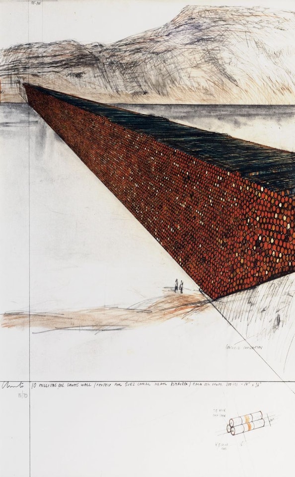 Ten million oil drums wall, Project fo the Suez Canal by Christo