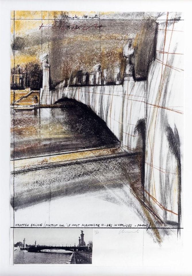 Wrapped bridge, Project for le Pont Alexandre III, Paris by Christo