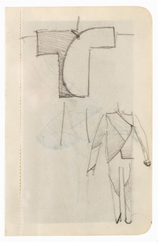 Giacca e vestito futurista-taccuino 4: progetto per il Vestito Antineutrale; Studio per scarpe e per vestito futurista- taccuino 4 by Giacomo Balla