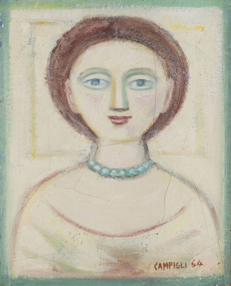 Figure with verse necklace by Massimo Campigli