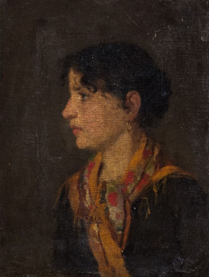 Portrait of a young woman"s profile by Venetian School