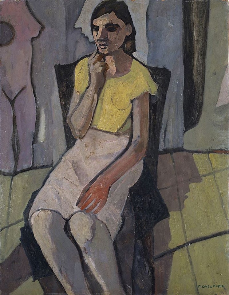 Seated girl by Felice Casorati