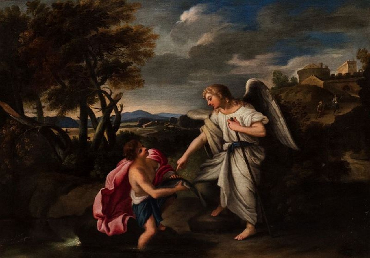Tobiolo and the Angel by Roman School