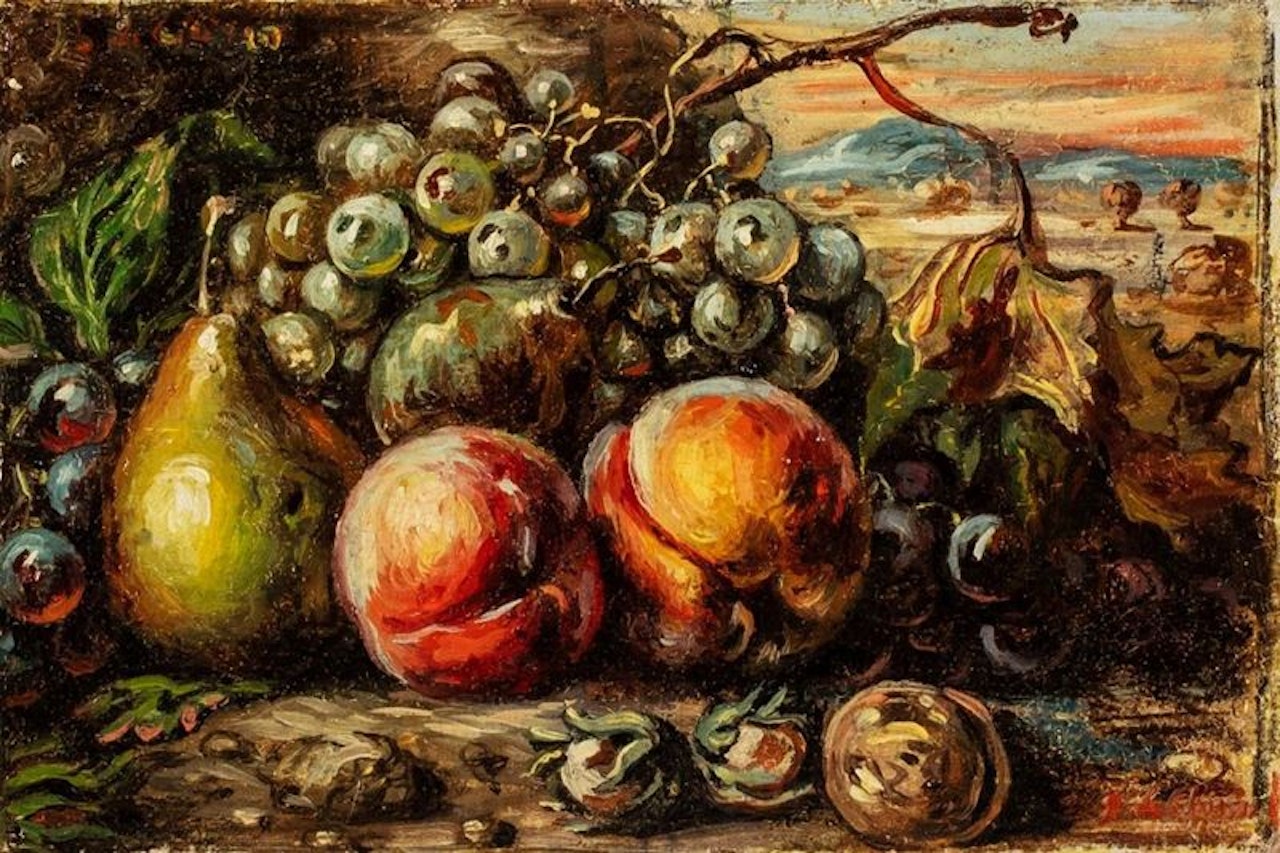 Still life with fruits by Giorgio de Chirico