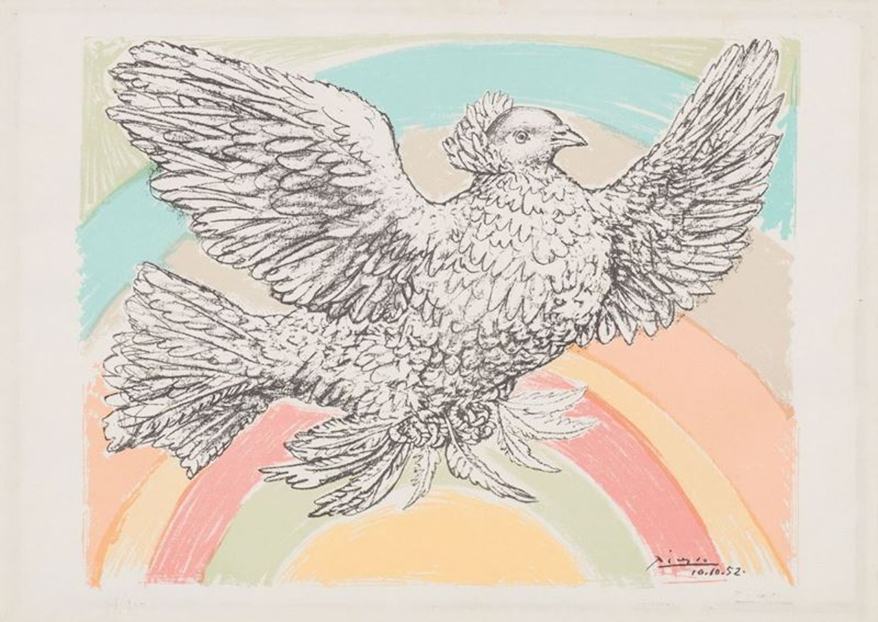 Colombe volant (à l"arc-en-ciel) by Pablo Picasso