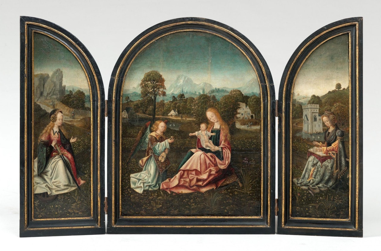Madonna with Saint Catherine and Saint Barbara by Flemish School