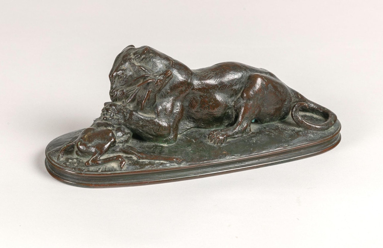 Tigre dévorant une gazelle by Antoine-Louis Barye