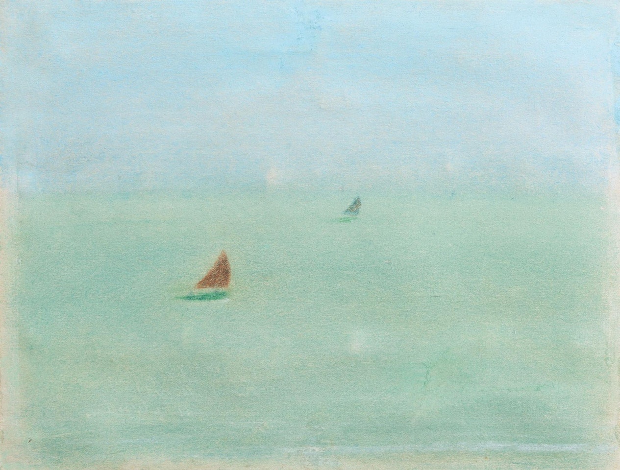 Green and turquoise seascape with fishing boats by Léon Spilliaert