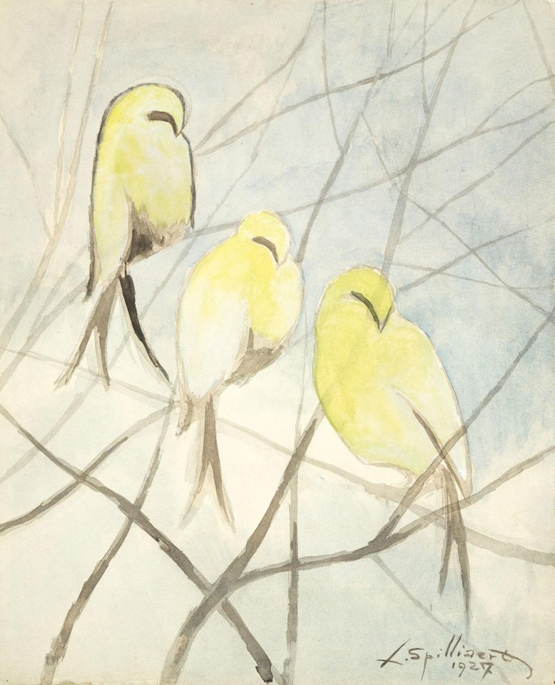 Three yellow parakeets by Léon Spilliaert