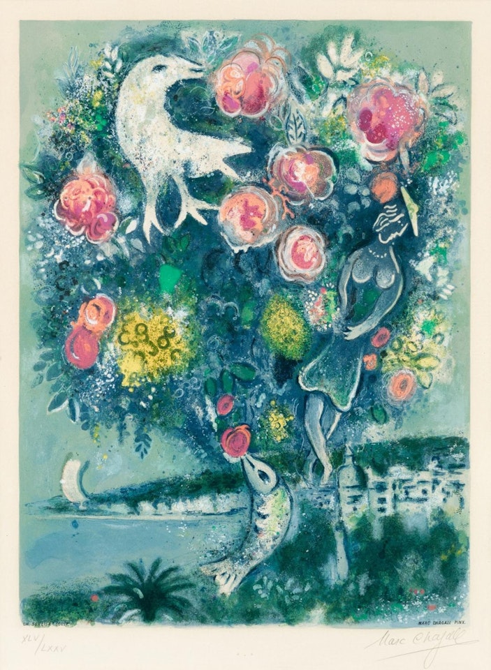 La baie des anges au bouquet de roses by Marc Chagall