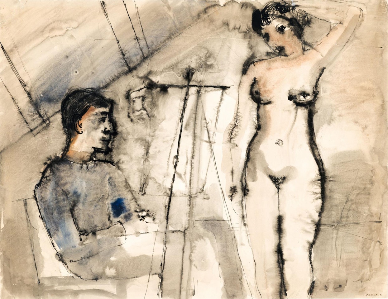 Le maitre et son modèle by Paul Delvaux