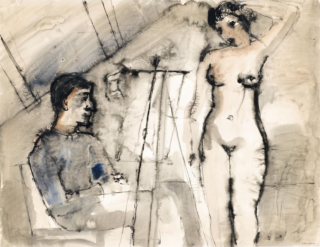 Le maître et son modèle by Paul Delvaux