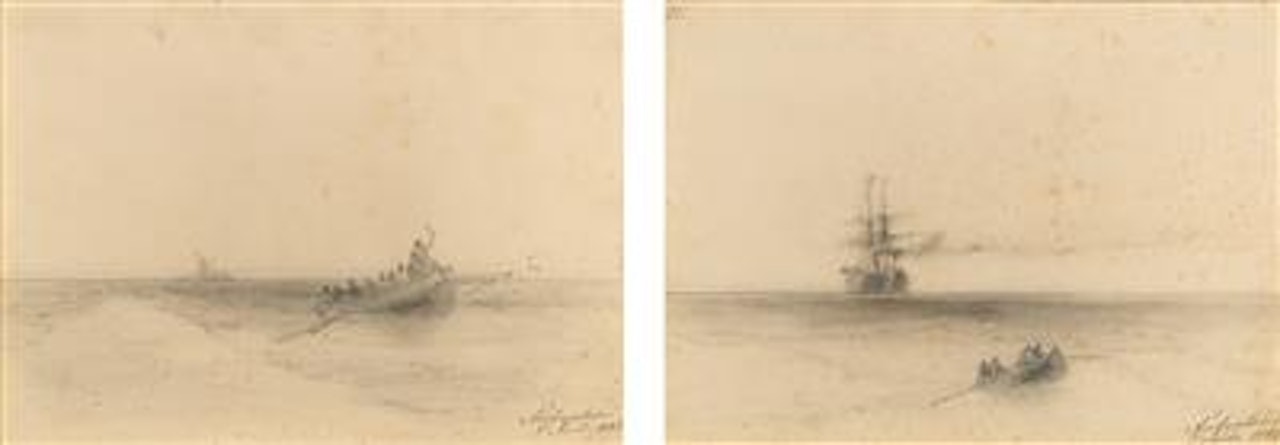Two Sketches: Sail Boats, and Boats by the Coast by Ivan Konstantinovich Aivazovsky