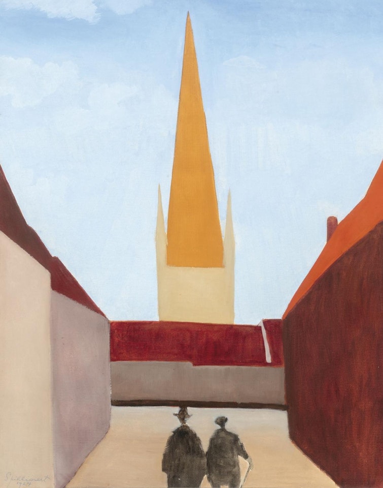 Artist Léon Spilliaert and poet Henri Vandeputte on a walk in Ostend by Léon Spilliaert