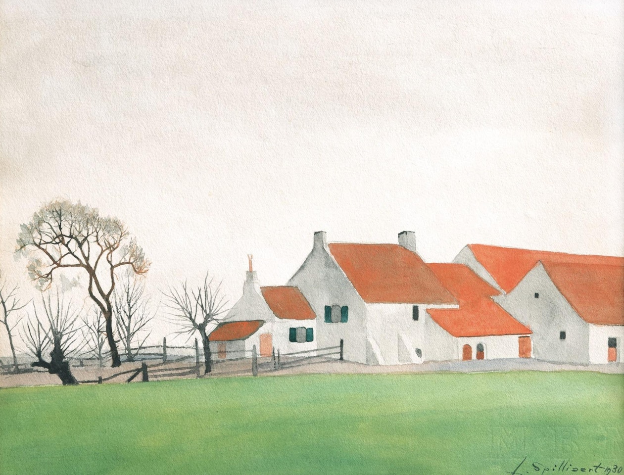 Farm with red roofs by Léon Spilliaert