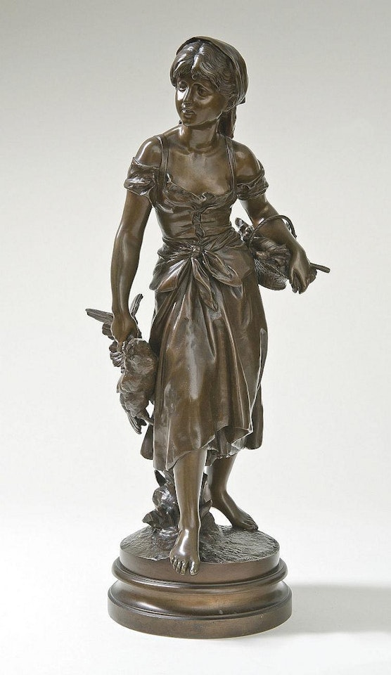 Jeune paysanne avec poule by Mathurin Moreau