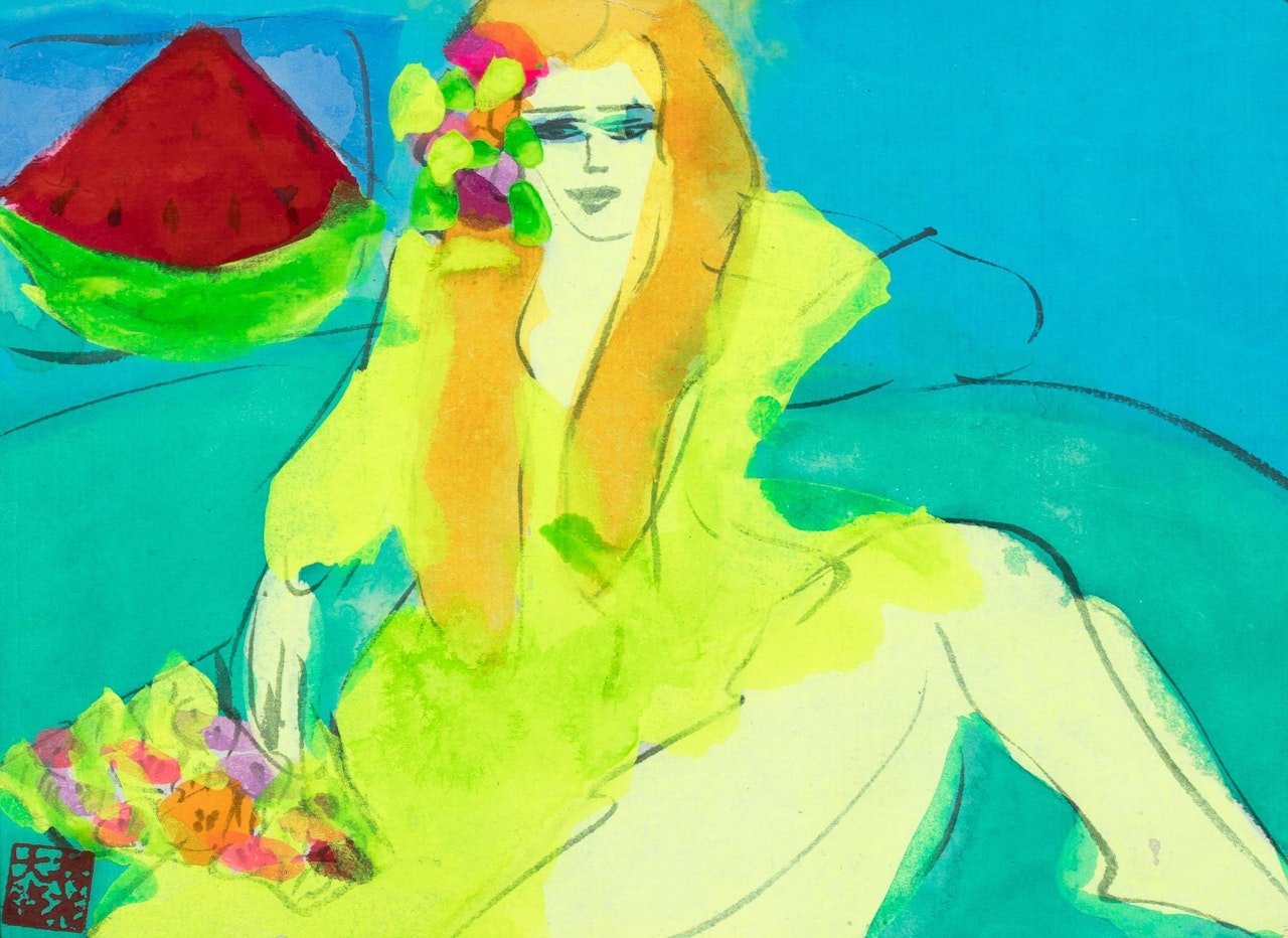 Taste my water melon, it will give you strength by Walasse Ting