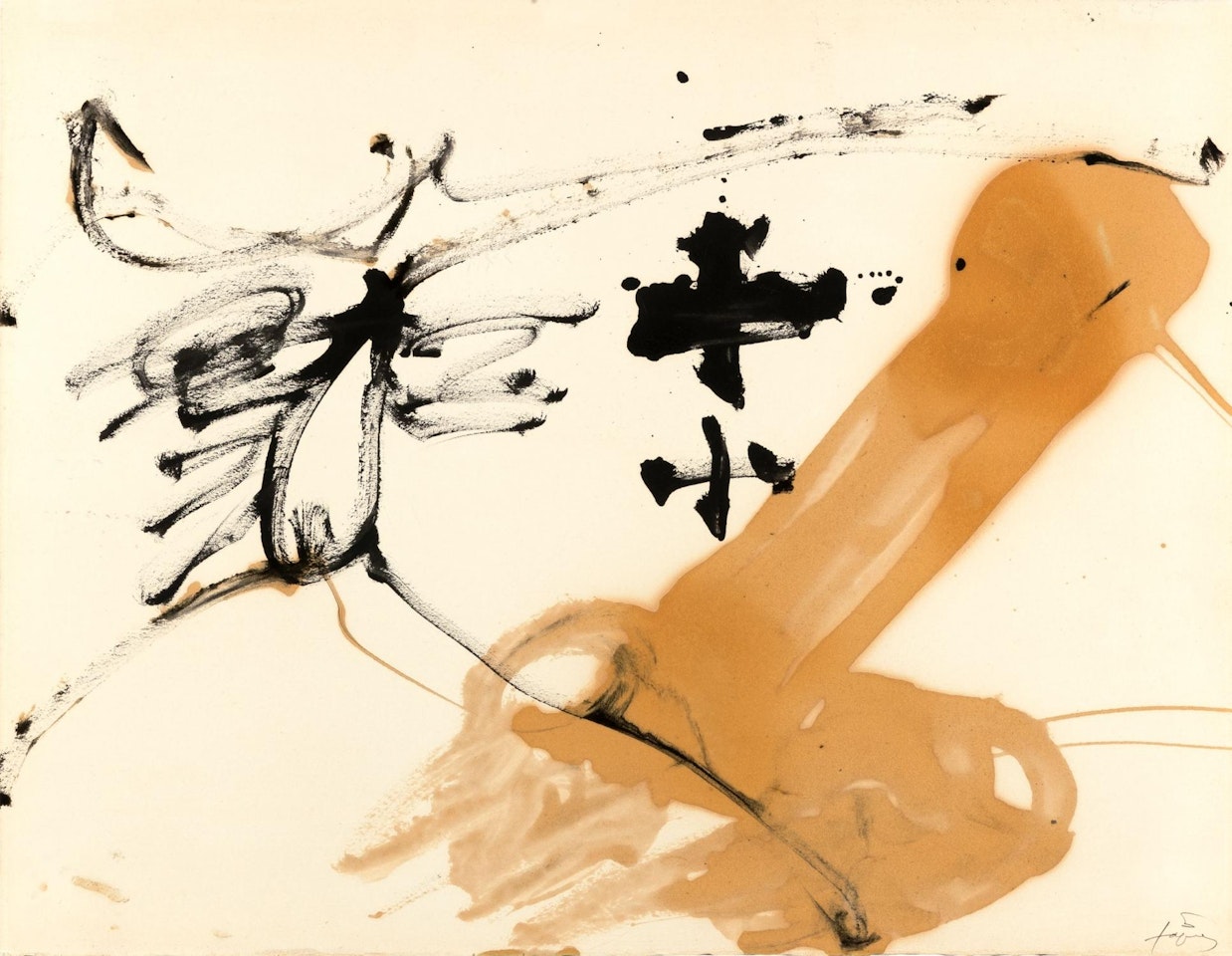 Dibuix negre i forma de vernís by Antoni Tapies