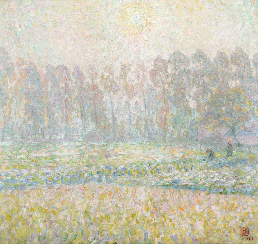 Morning fog over the fields by Leon de Smet