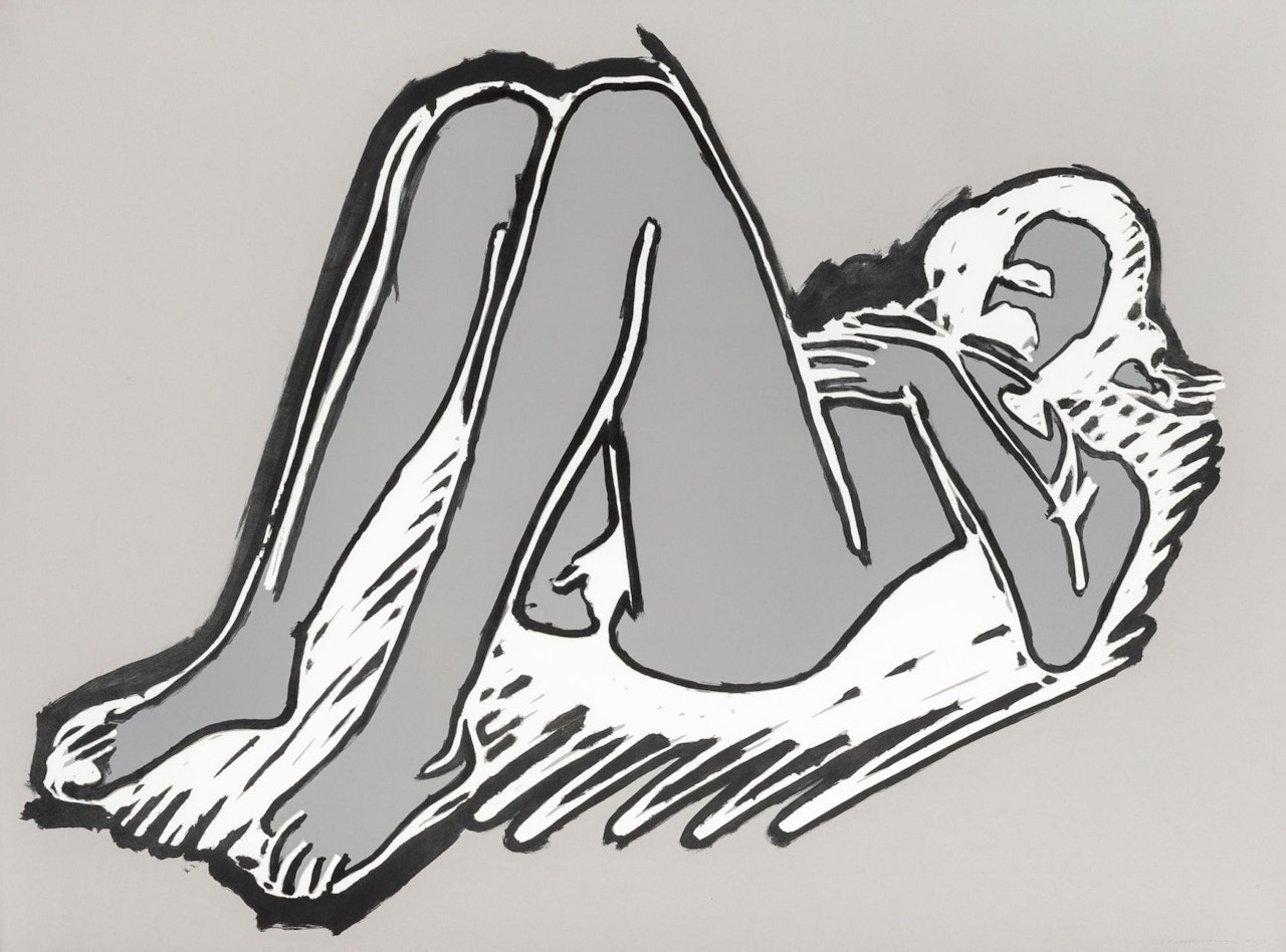 Monica reclining on back, knees up by Tom Wesselmann