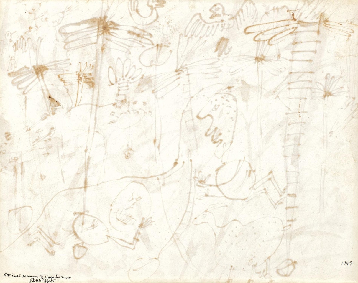 Paysage et chèvre avec deux personnages by Jean Dubuffet