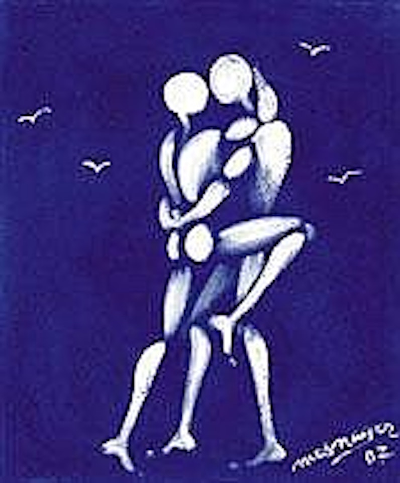 COUPLE SUR FOND BLEU OUTREMER by Jérôme Mesnager