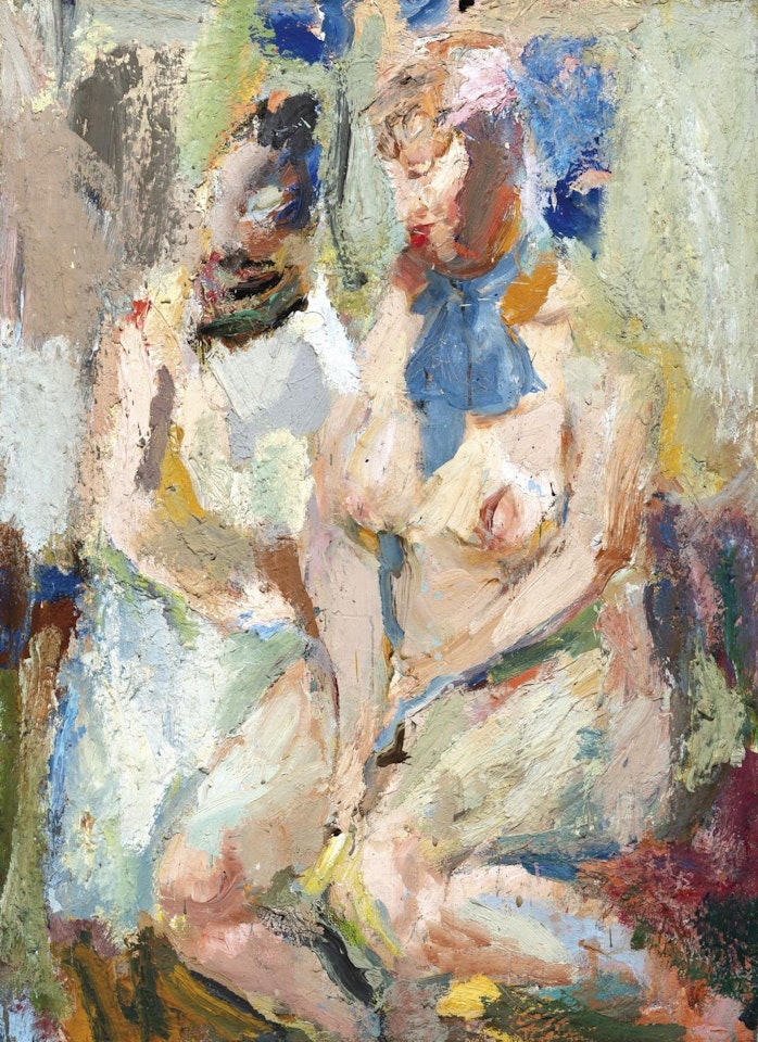 Two seated nudes (ca. 1958) by Eugène Leroy