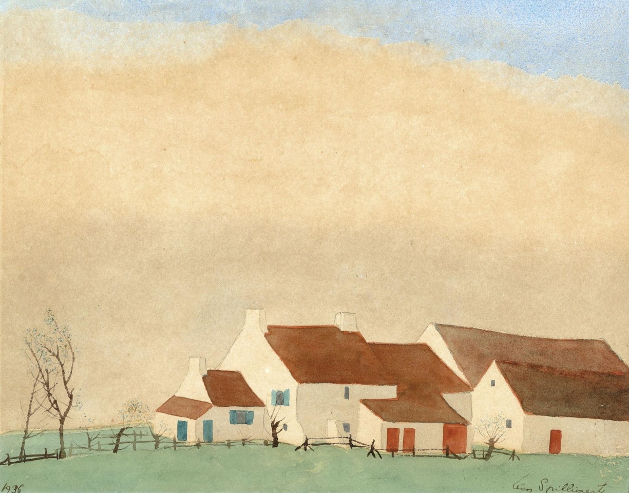 White farm with red roofs by Léon Spilliaert