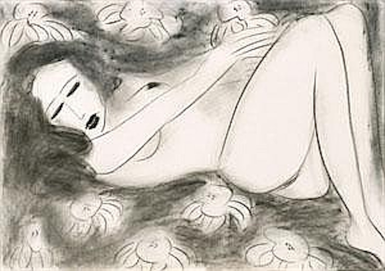 UNTITLED (NUDE AND FLOWERS) by Walasse Ting