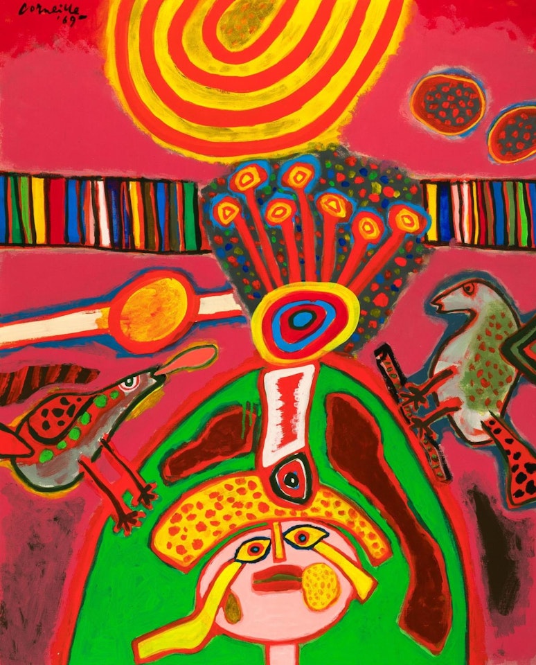 Plumes de paon et yeux zinzolins (Hommage à André Breton) by Corneille