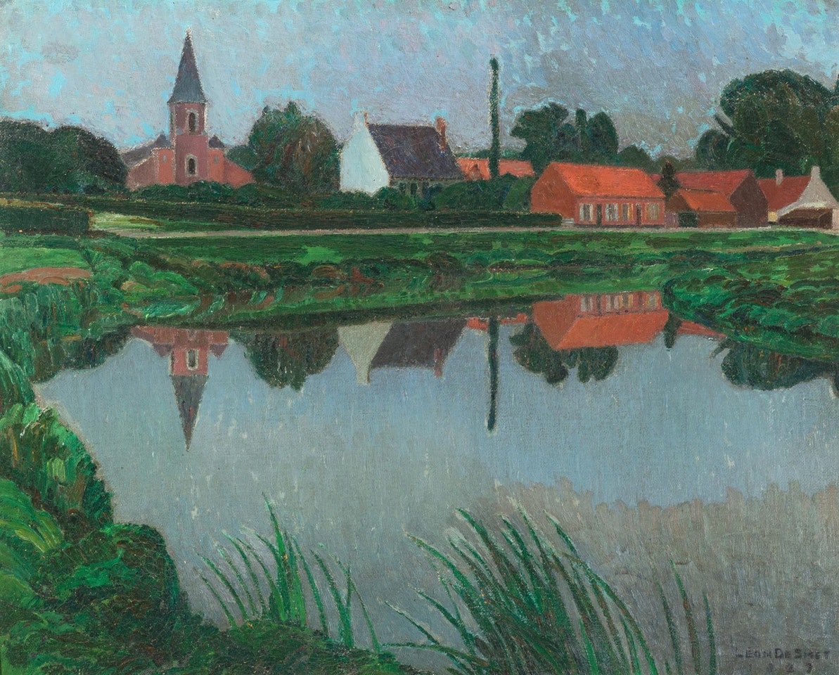 The river Lys in Deurle by night by Leon de Smet