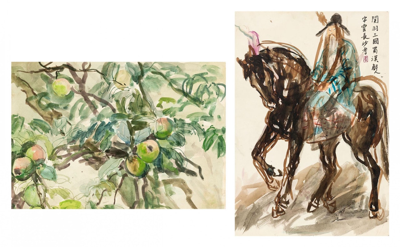 Chinese Horseman - Verso: Apple Tree by Sha Qi