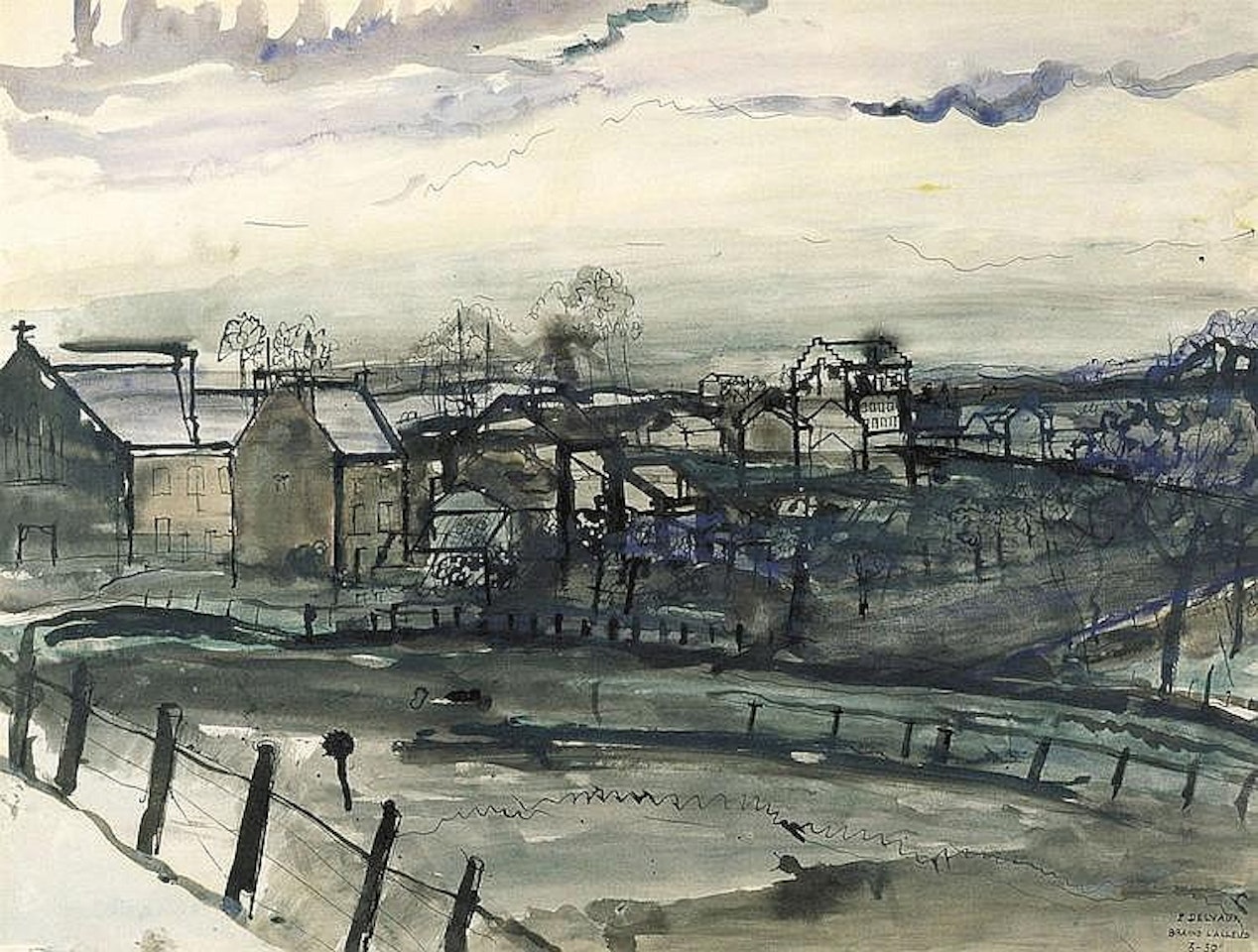 PAYSAGE À BRAINE-L"ALLEUD by Paul Delvaux