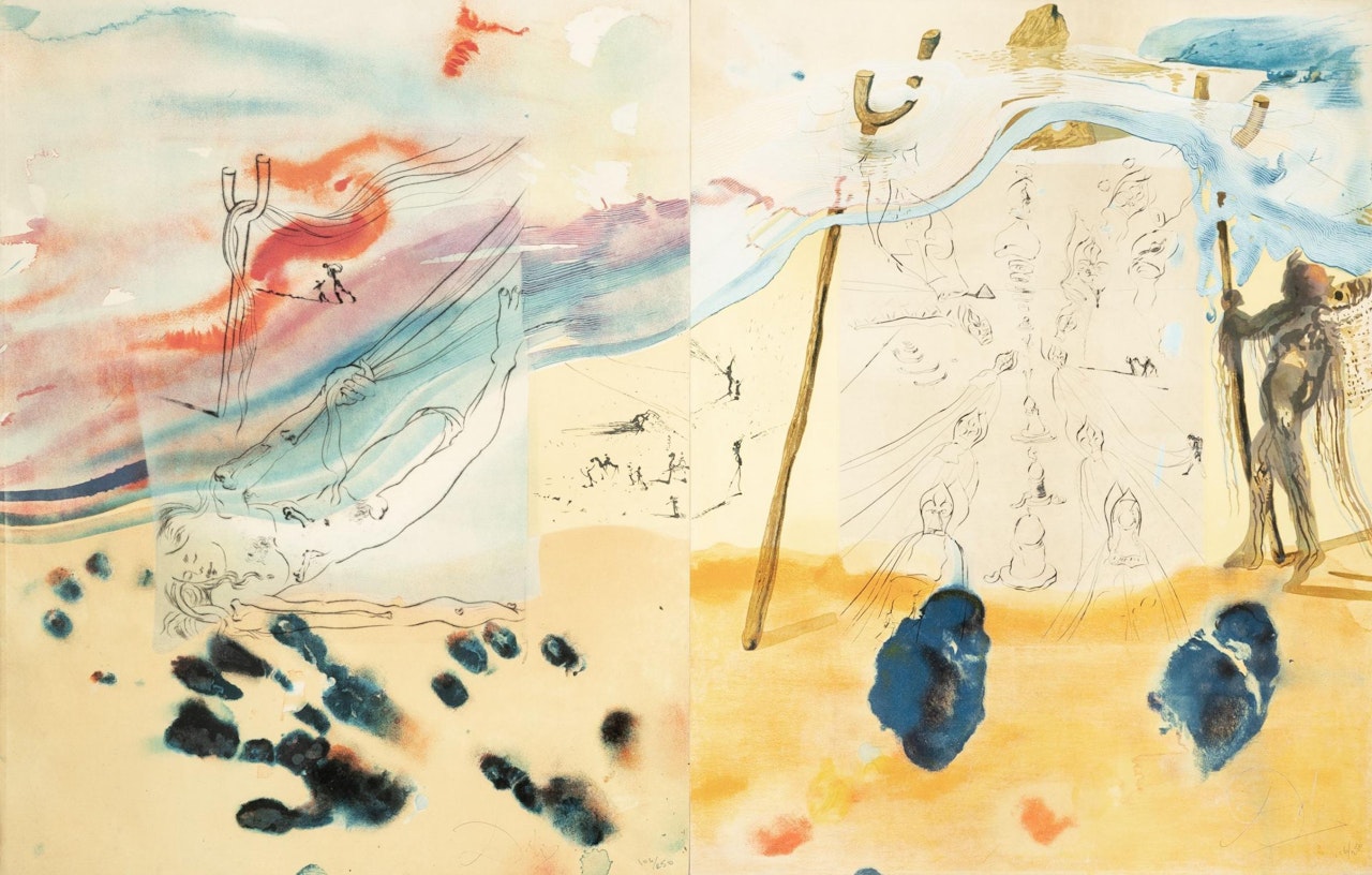 Spain - La Mer tirée par Yahve (Jehovah Parting The Sea) - Transfer des traditions (Transfer of Traditions ) by Salvador Dali